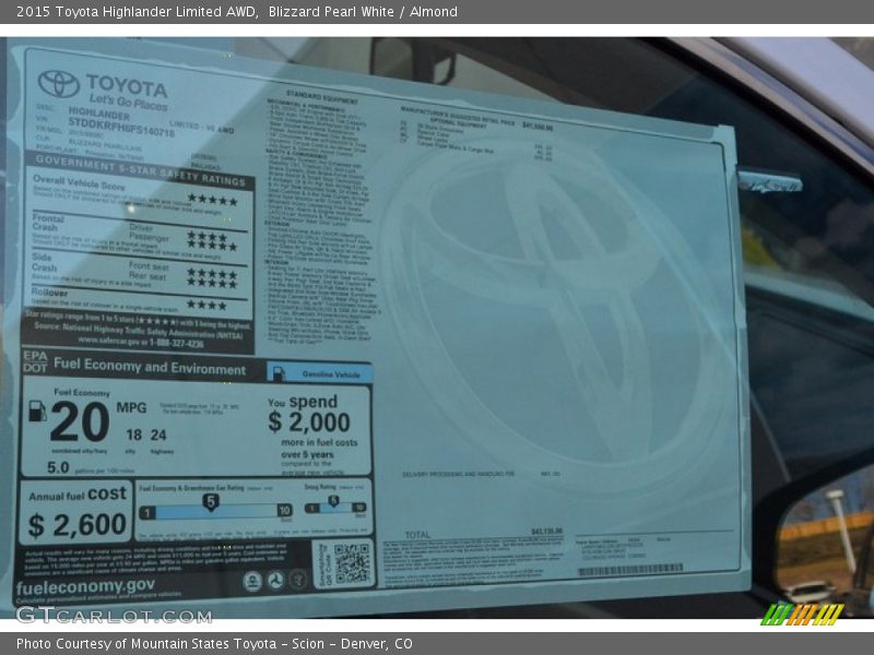 Blizzard Pearl White / Almond 2015 Toyota Highlander Limited AWD