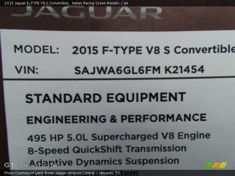 Italian Racing Green Metallic / Jet 2015 Jaguar F-TYPE V8 S Convertible