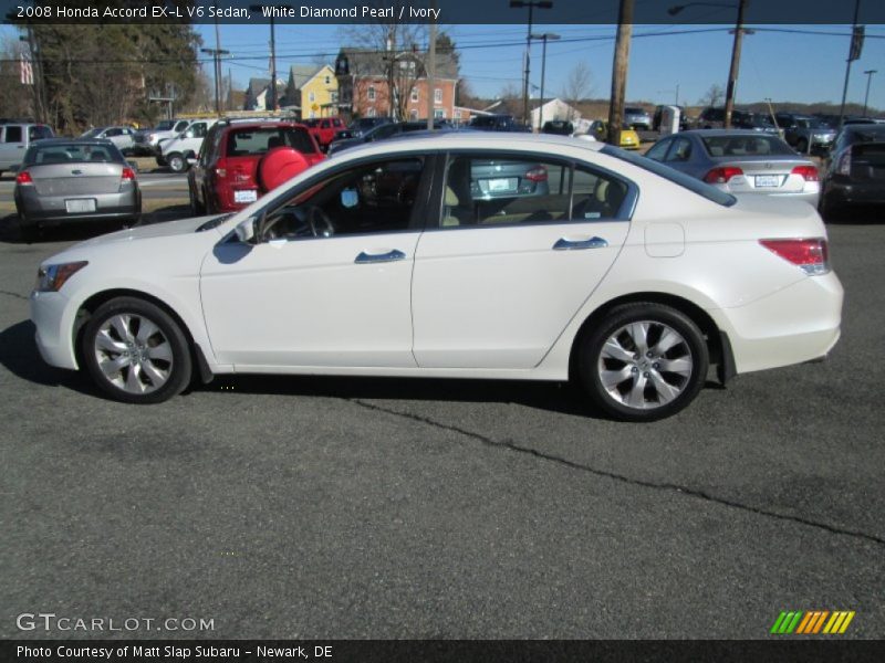 White Diamond Pearl / Ivory 2008 Honda Accord EX-L V6 Sedan