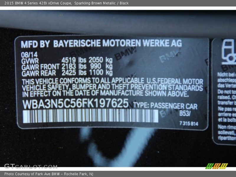 2015 4 Series 428i xDrive Coupe Sparkling Brown Metallic Color Code B53