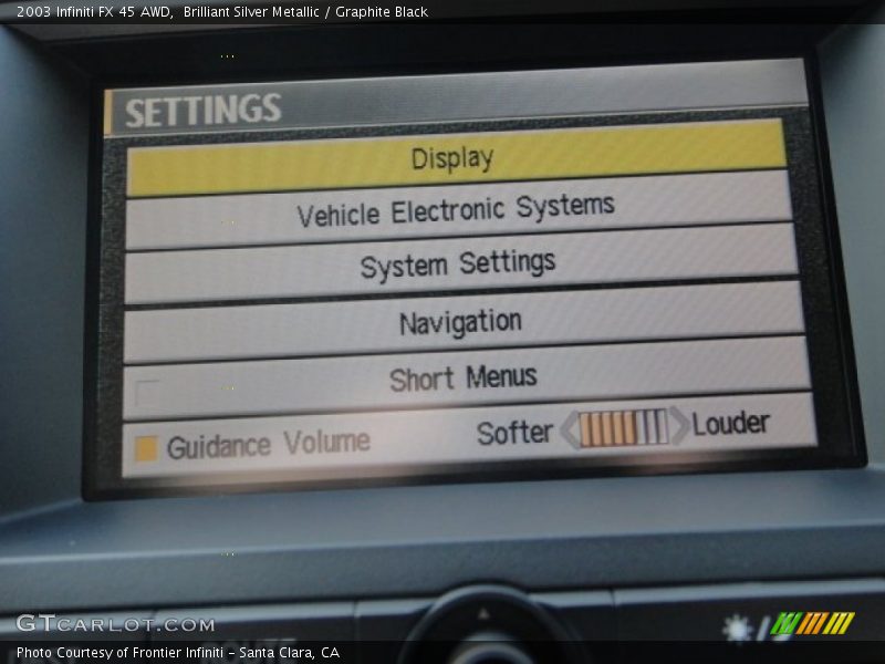 Controls of 2003 FX 45 AWD