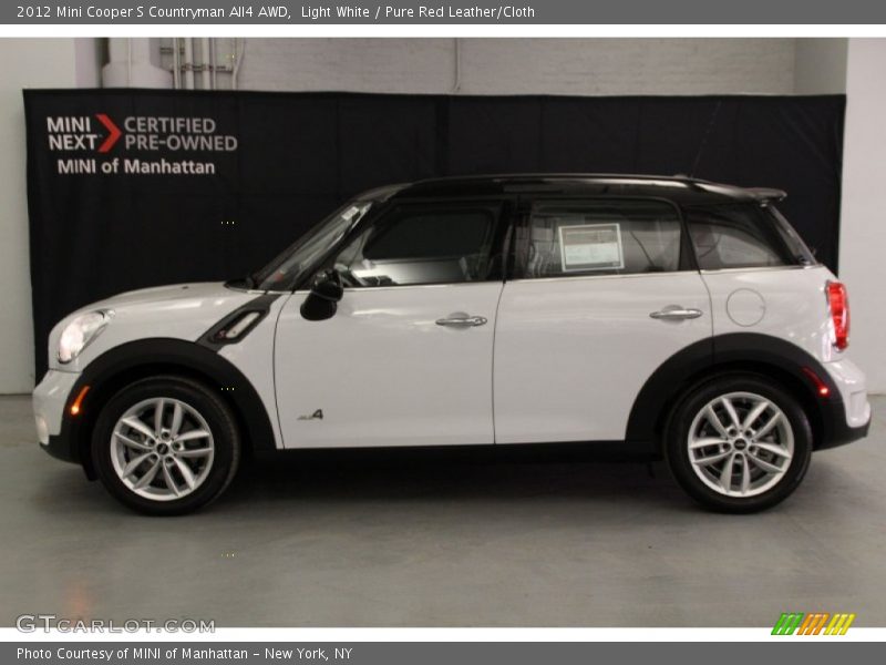 Light White / Pure Red Leather/Cloth 2012 Mini Cooper S Countryman All4 AWD