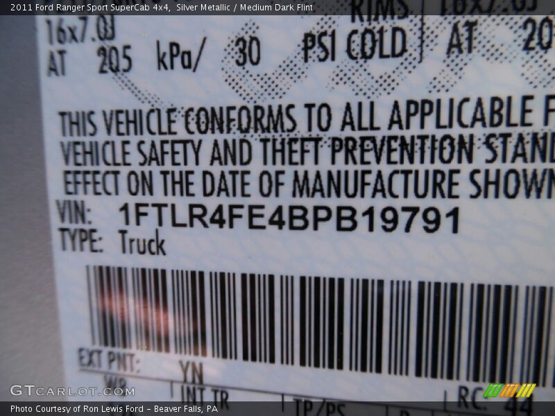 Silver Metallic / Medium Dark Flint 2011 Ford Ranger Sport SuperCab 4x4