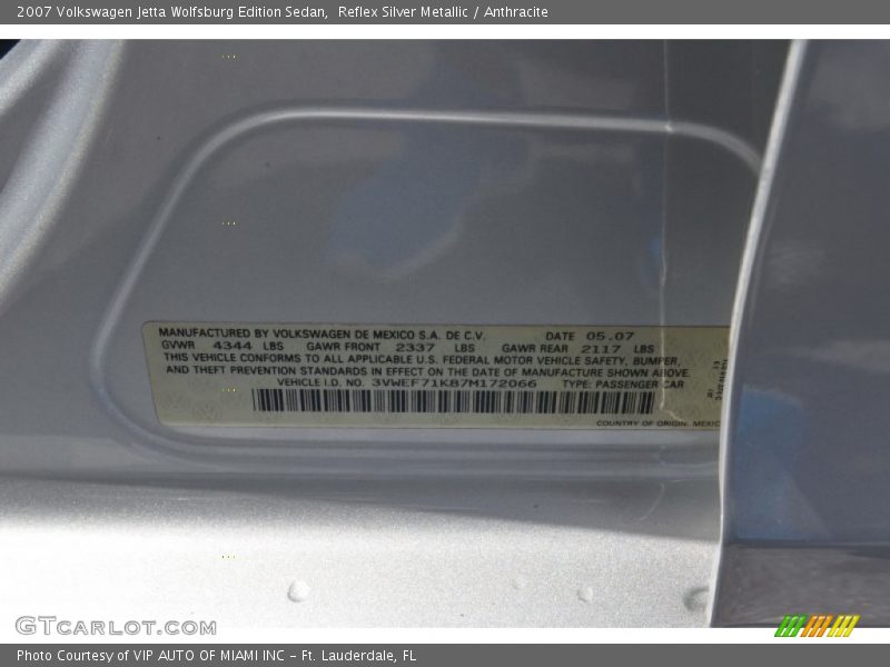 Reflex Silver Metallic / Anthracite 2007 Volkswagen Jetta Wolfsburg Edition Sedan