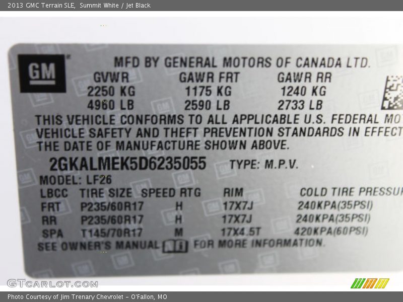 Summit White / Jet Black 2013 GMC Terrain SLE