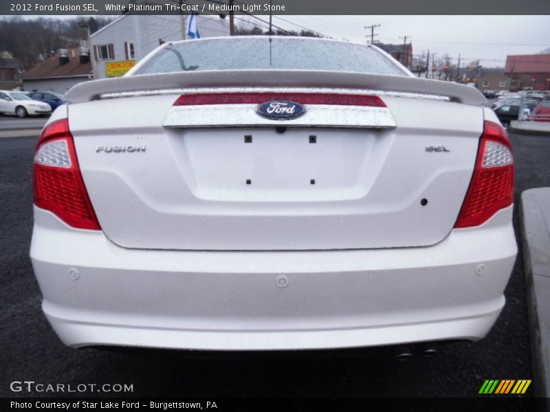 White Platinum Tri-Coat / Medium Light Stone 2012 Ford Fusion SEL