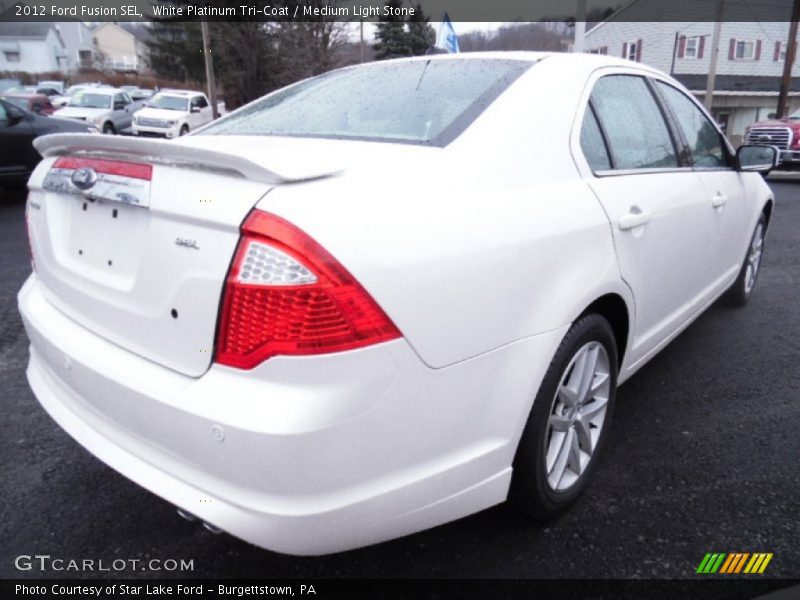 White Platinum Tri-Coat / Medium Light Stone 2012 Ford Fusion SEL