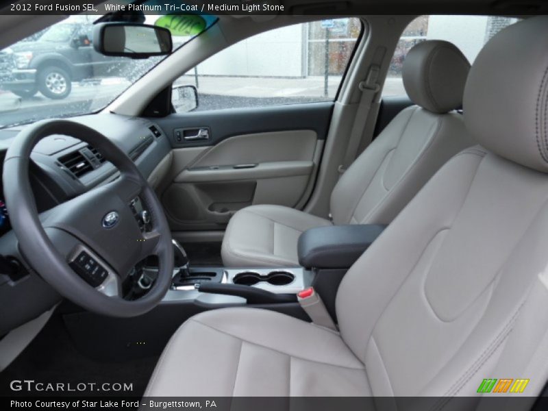 White Platinum Tri-Coat / Medium Light Stone 2012 Ford Fusion SEL