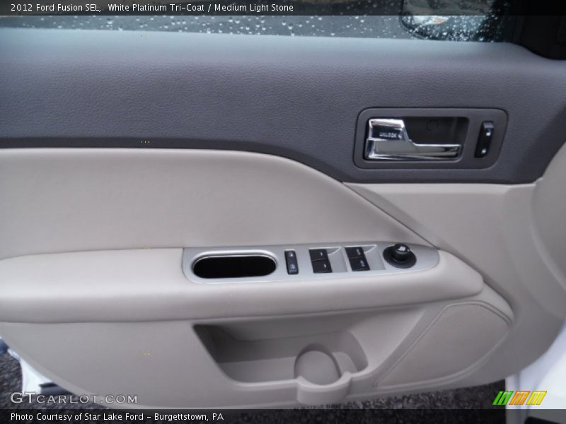 White Platinum Tri-Coat / Medium Light Stone 2012 Ford Fusion SEL