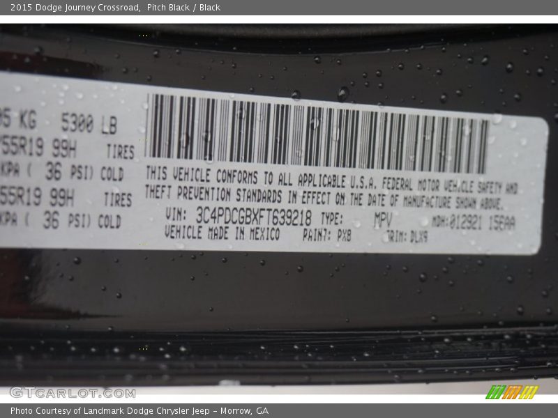 Pitch Black / Black 2015 Dodge Journey Crossroad