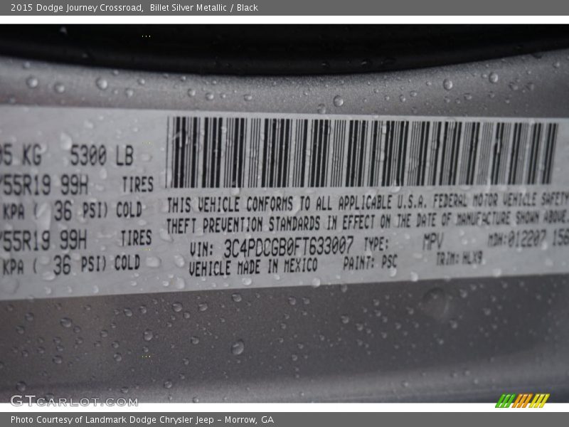 Billet Silver Metallic / Black 2015 Dodge Journey Crossroad