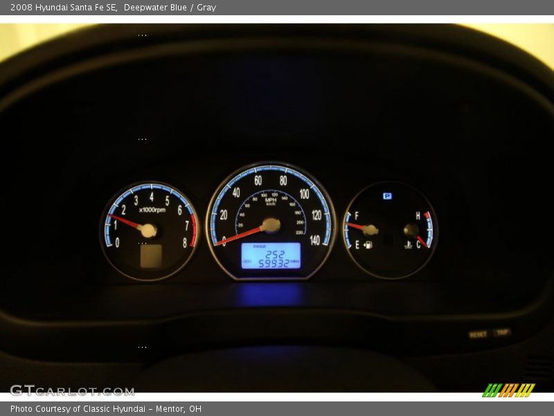 Deepwater Blue / Gray 2008 Hyundai Santa Fe SE