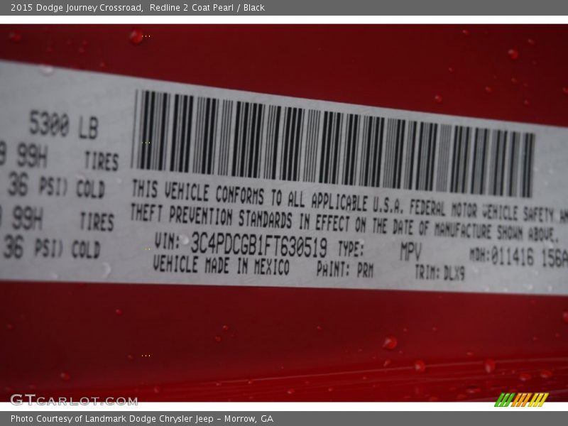 Redline 2 Coat Pearl / Black 2015 Dodge Journey Crossroad