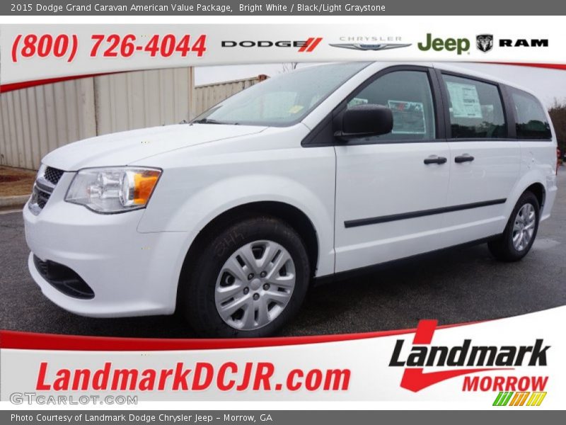 Bright White / Black/Light Graystone 2015 Dodge Grand Caravan American Value Package