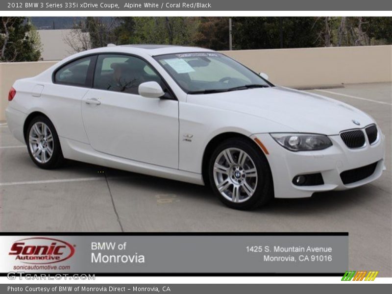 Alpine White / Coral Red/Black 2012 BMW 3 Series 335i xDrive Coupe