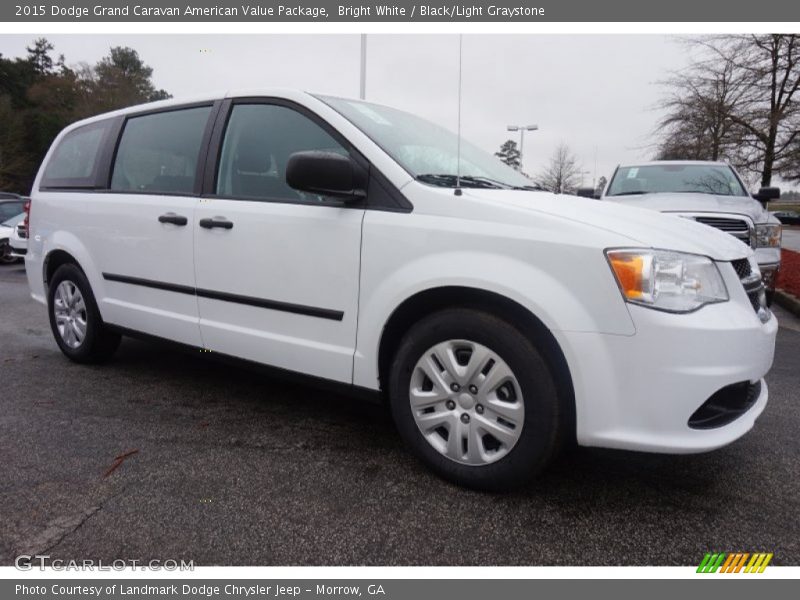 Bright White / Black/Light Graystone 2015 Dodge Grand Caravan American Value Package