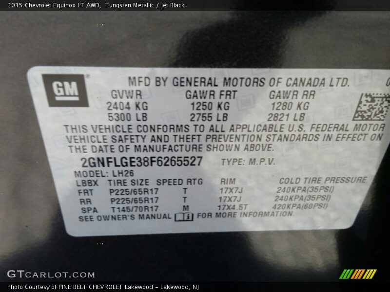 Tungsten Metallic / Jet Black 2015 Chevrolet Equinox LT AWD