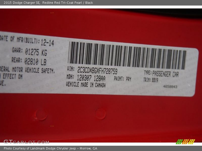 Redline Red Tri-Coat Pearl / Black 2015 Dodge Charger SE