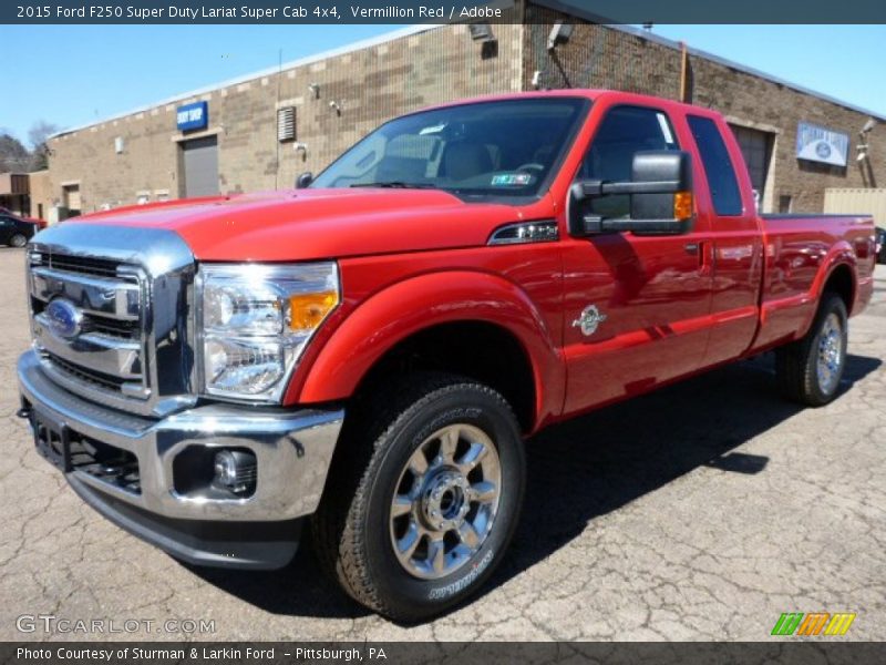 Vermillion Red / Adobe 2015 Ford F250 Super Duty Lariat Super Cab 4x4