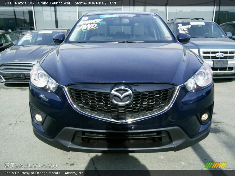 Stormy Blue Mica / Sand 2013 Mazda CX-5 Grand Touring AWD