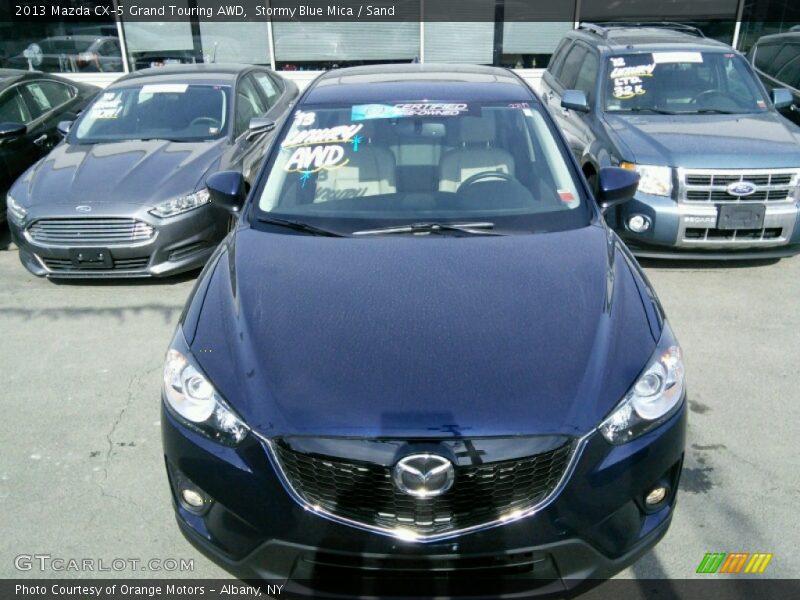 Stormy Blue Mica / Sand 2013 Mazda CX-5 Grand Touring AWD