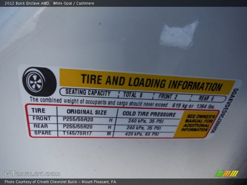 White Opal / Cashmere 2012 Buick Enclave AWD