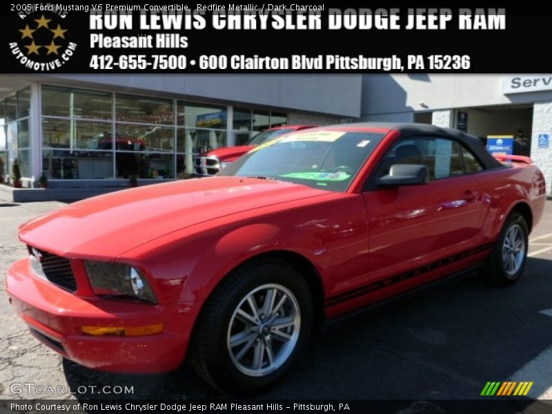 Redfire Metallic / Dark Charcoal 2005 Ford Mustang V6 Premium Convertible
