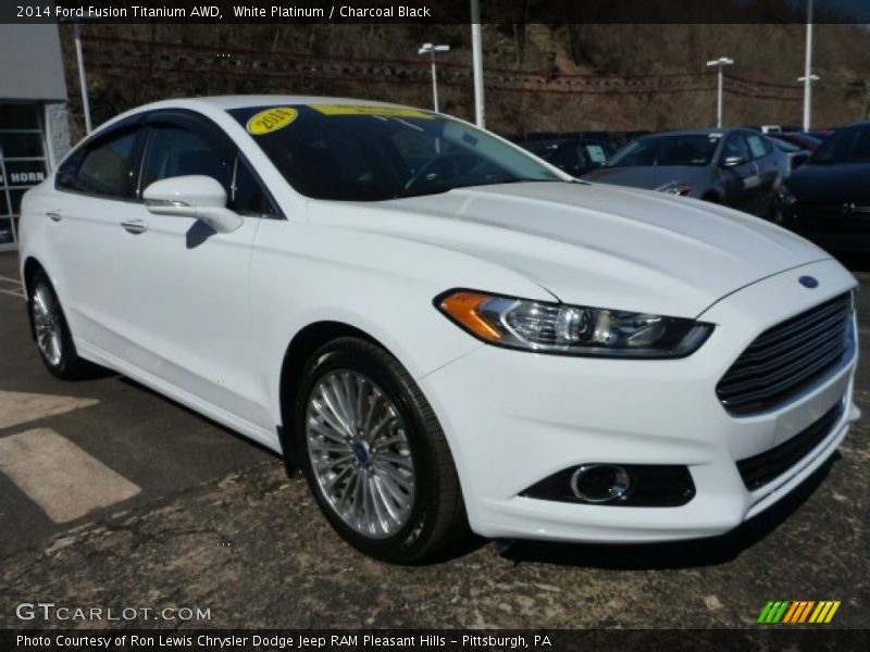 White Platinum / Charcoal Black 2014 Ford Fusion Titanium AWD