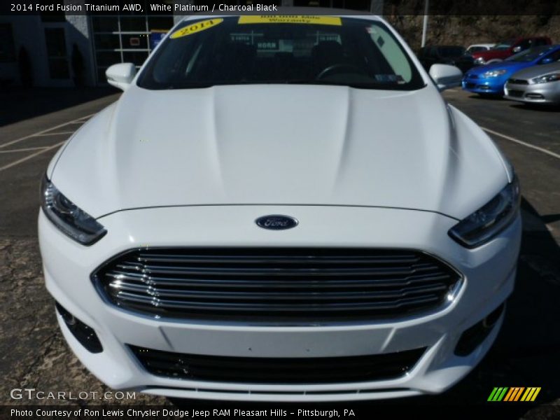 White Platinum / Charcoal Black 2014 Ford Fusion Titanium AWD