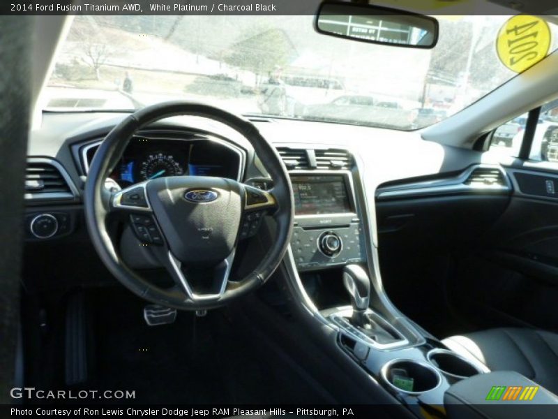 White Platinum / Charcoal Black 2014 Ford Fusion Titanium AWD