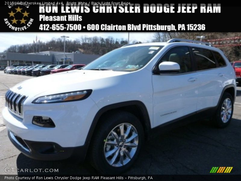 Bright White / Black/Light Frost Beige 2015 Jeep Cherokee Limited 4x4