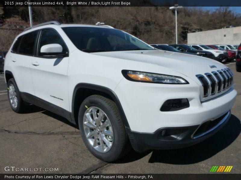 Bright White / Black/Light Frost Beige 2015 Jeep Cherokee Limited 4x4