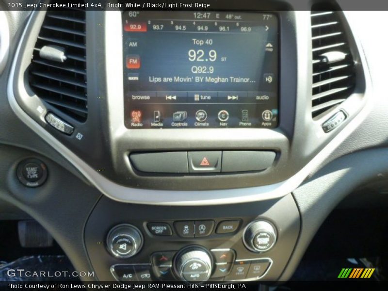 Bright White / Black/Light Frost Beige 2015 Jeep Cherokee Limited 4x4