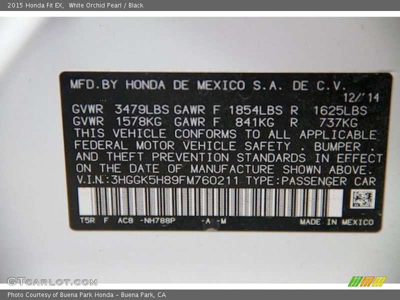 White Orchid Pearl / Black 2015 Honda Fit EX