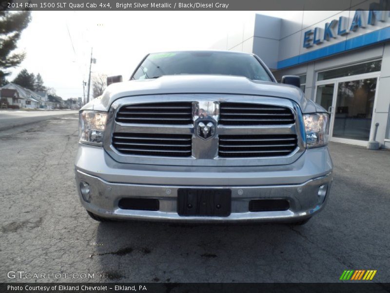 Bright Silver Metallic / Black/Diesel Gray 2014 Ram 1500 SLT Quad Cab 4x4
