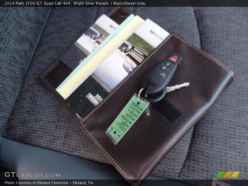 Bright Silver Metallic / Black/Diesel Gray 2014 Ram 1500 SLT Quad Cab 4x4