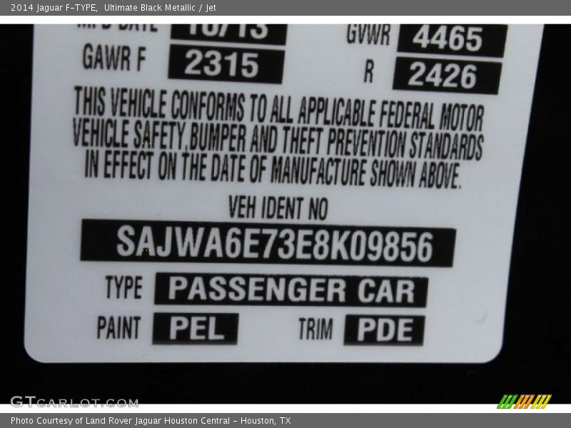 Ultimate Black Metallic / Jet 2014 Jaguar F-TYPE