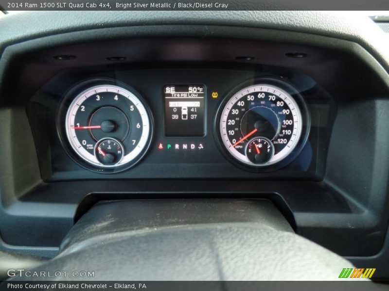 Bright Silver Metallic / Black/Diesel Gray 2014 Ram 1500 SLT Quad Cab 4x4