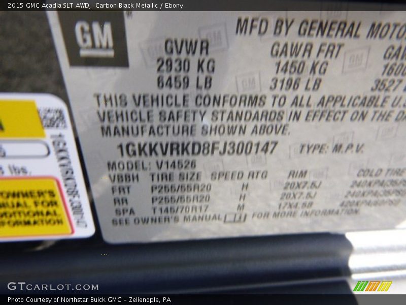Carbon Black Metallic / Ebony 2015 GMC Acadia SLT AWD