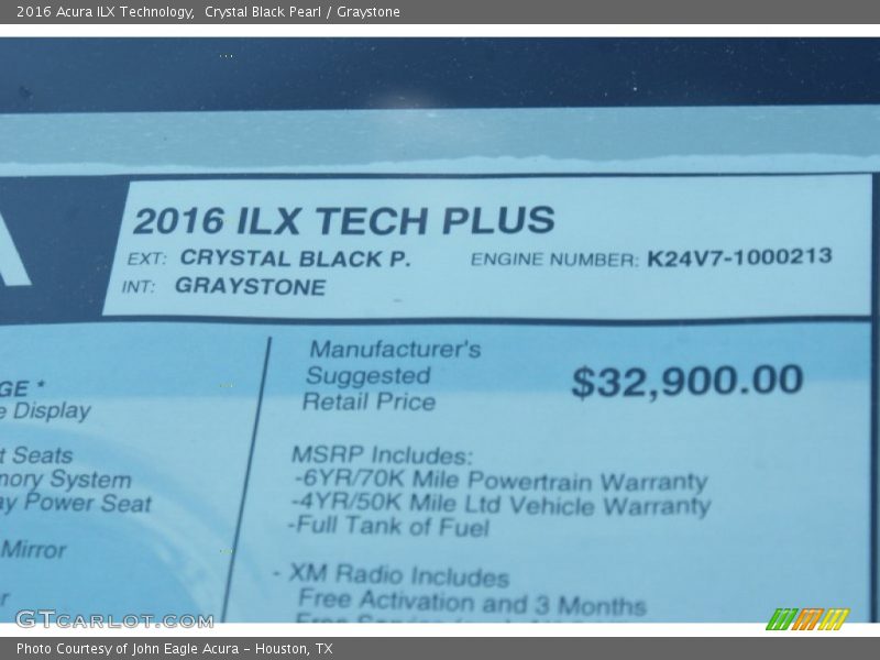  2016 ILX Technology Window Sticker