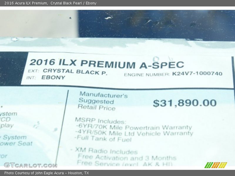 Crystal Black Pearl / Ebony 2016 Acura ILX Premium