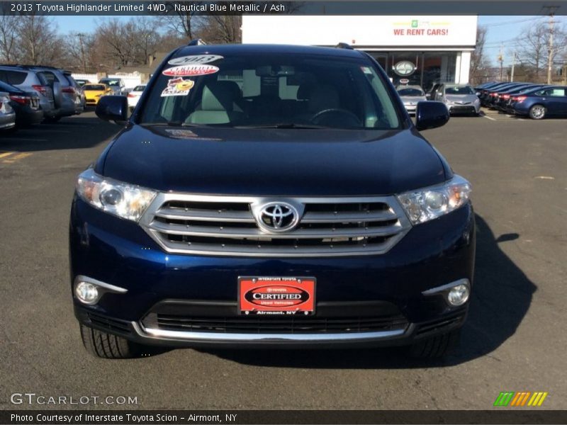 Nautical Blue Metallic / Ash 2013 Toyota Highlander Limited 4WD