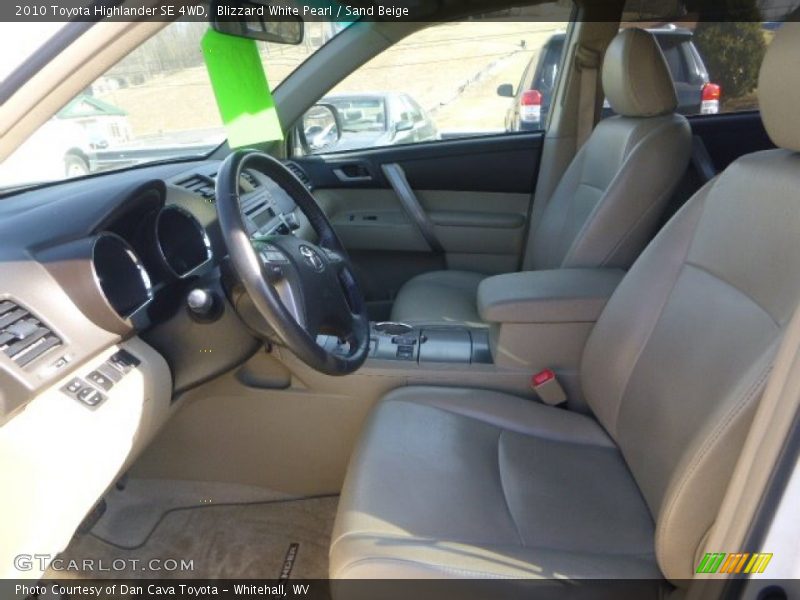 Blizzard White Pearl / Sand Beige 2010 Toyota Highlander SE 4WD