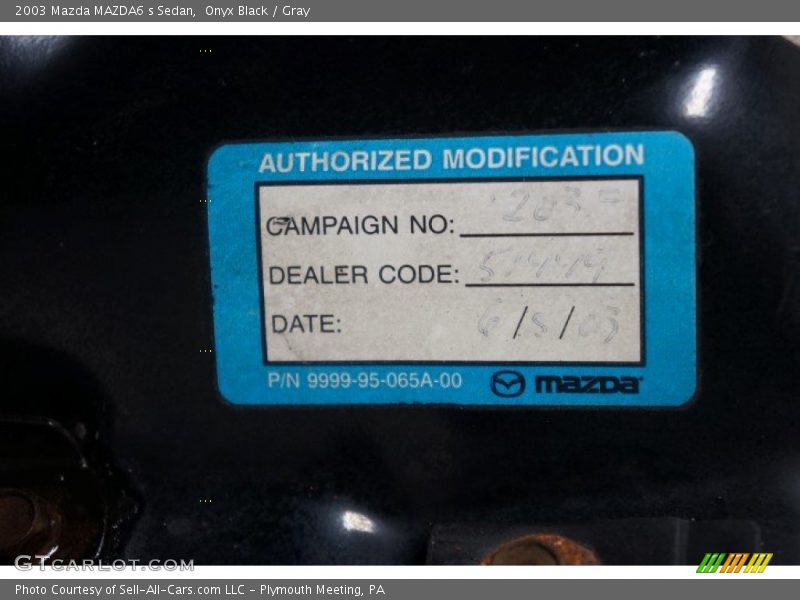 Onyx Black / Gray 2003 Mazda MAZDA6 s Sedan