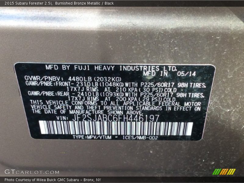 Burnished Bronze Metallic / Black 2015 Subaru Forester 2.5i