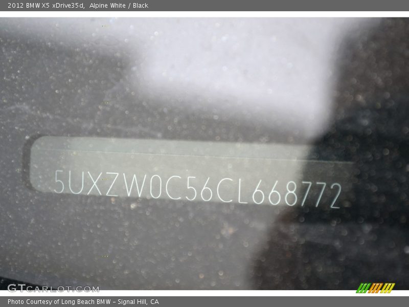 Alpine White / Black 2012 BMW X5 xDrive35d