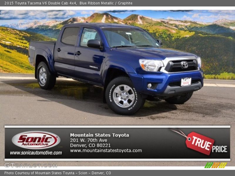 Blue Ribbon Metallic / Graphite 2015 Toyota Tacoma V6 Double Cab 4x4