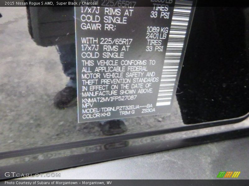 Super Black / Charcoal 2015 Nissan Rogue S AWD