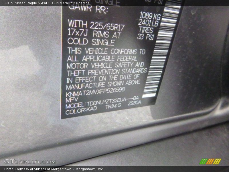 Gun Metallic / Charcoal 2015 Nissan Rogue S AWD