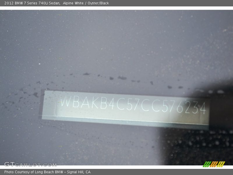 Alpine White / Oyster/Black 2012 BMW 7 Series 740Li Sedan